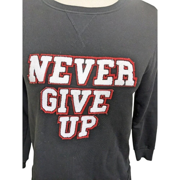 Roberto Cavalli Sport Never Give Up Womens Sweatshirt XS Black Textured Text - Picture 4 of 9